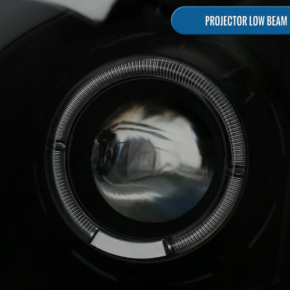 Ronnin - Fits 2003-2007 Cadillac CTS Upgraded Replacement LED Tube Switchback Sequential Turn Signal Halogen Projector Headlights Assembly Pair | Black Smoke