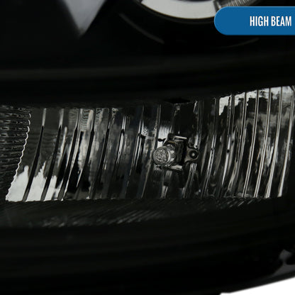 Ronnin - Fits 2003-2007 Cadillac CTS Upgraded Replacement LED Tube Switchback Sequential Turn Signal Halogen Projector Headlights Assembly Pair | Black Smoke