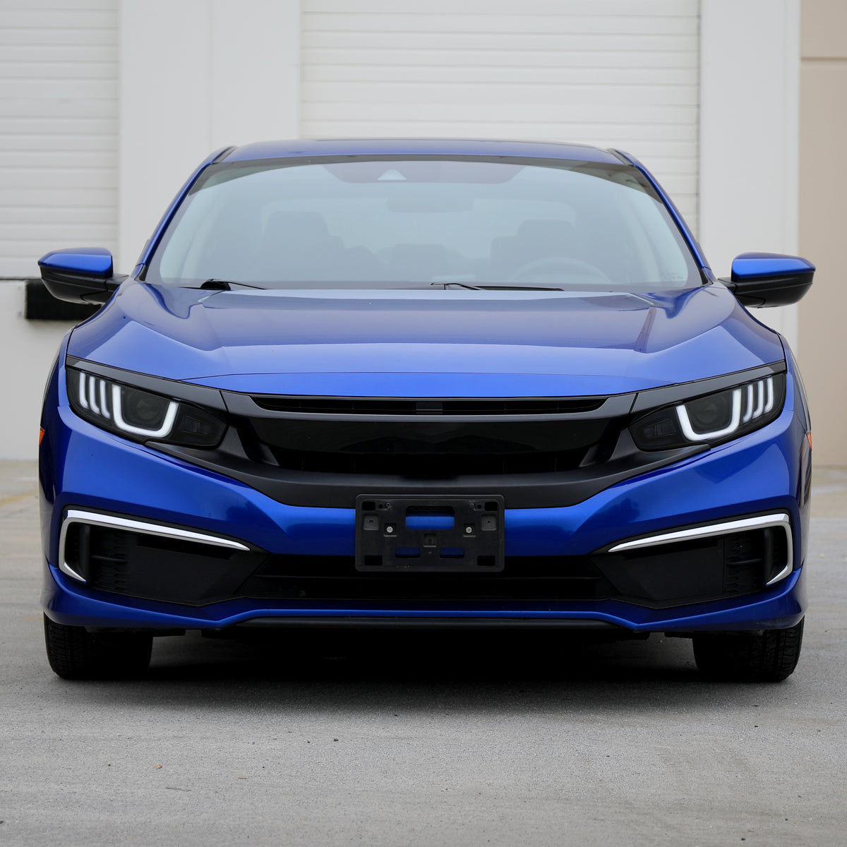 Ronnin - Fits 2016-2021 Honda Civic Halogen Projector High/Low Beam Headlights LED Switchback Sequential Signal + Animated Startup Effect Parking Assembly Pair | Black Smoke