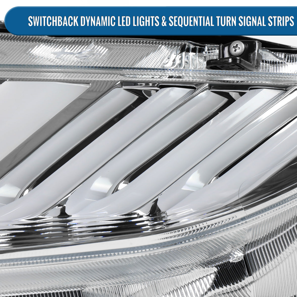 Ronnin - Fits 2016-2021 Honda Civic Halogen Projector High/Low Beam Headlights LED Switchback Sequential Signal + Animated Startup Effect Parking Assembly Pair | Chrome