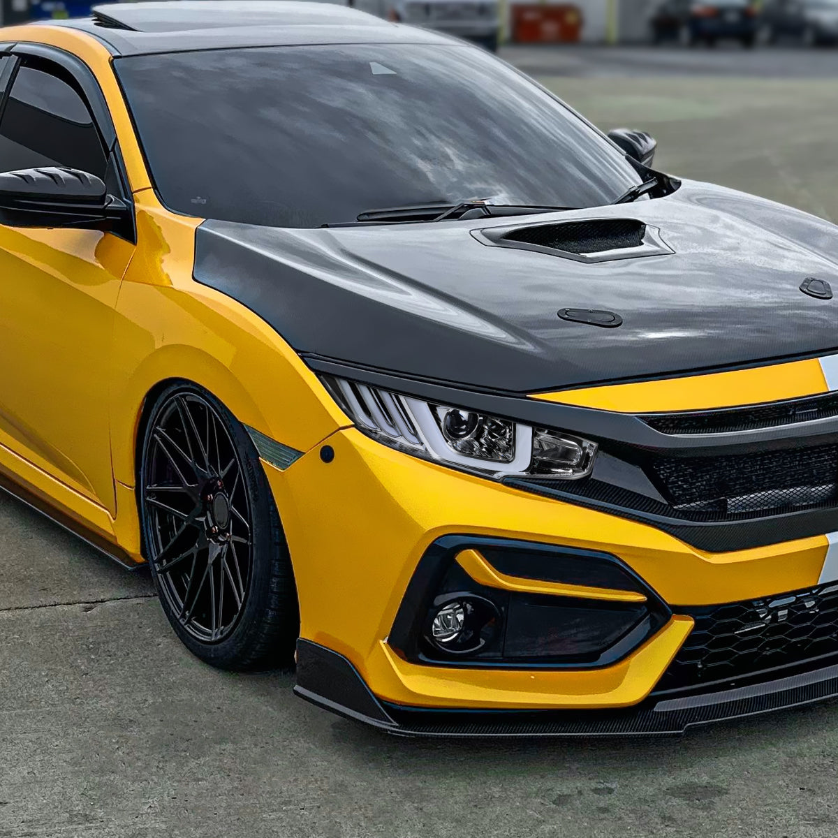 Ronnin - Fits 2016-2021 Honda Civic Halogen Projector High/Low Beam Headlights LED Switchback Sequential Signal + Animated Startup Effect Parking Assembly Pair | Chrome