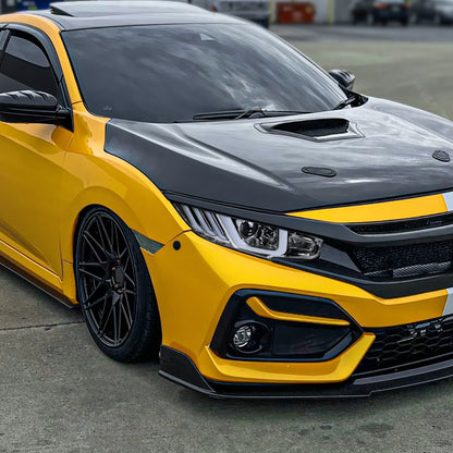 Ronnin - Fits 2016-2021 Honda Civic Halogen Projector High/Low Beam Headlights LED Switchback Sequential Signal + Animated Startup Effect Parking Assembly Pair | Chrome