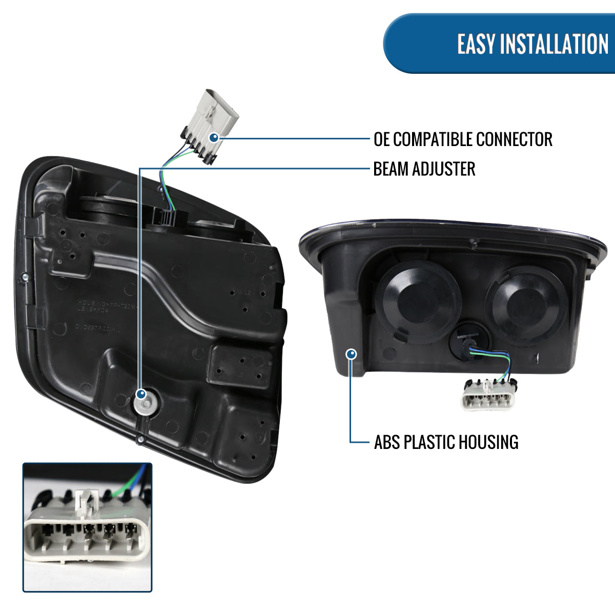 1997-2004 Chevy Corvette C5 Dual Projector Headlights Pair | Black