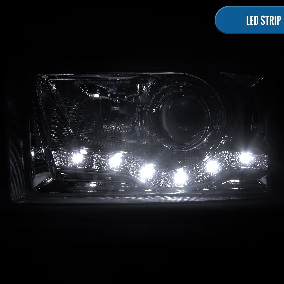 1999-2004 Ford F250 F350 F450 F550 Super Duty 2000-2004 Ford Excursion LED Projector Halogen Headlights Assembly Pair | Smoke