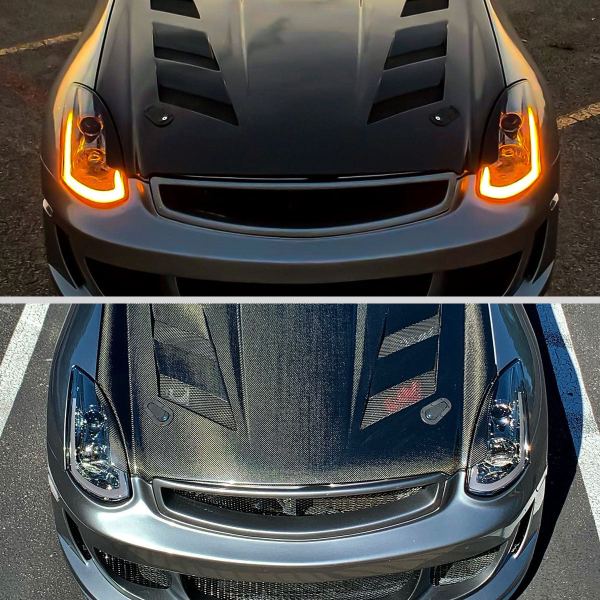 Ronnin - Fits 2003-2007 Infiniti G35 Coupe Upgraded Replacement LED Switchback Sequential Turn Signals Xenon HID Projector Headlights Assembly Pair | Smoke