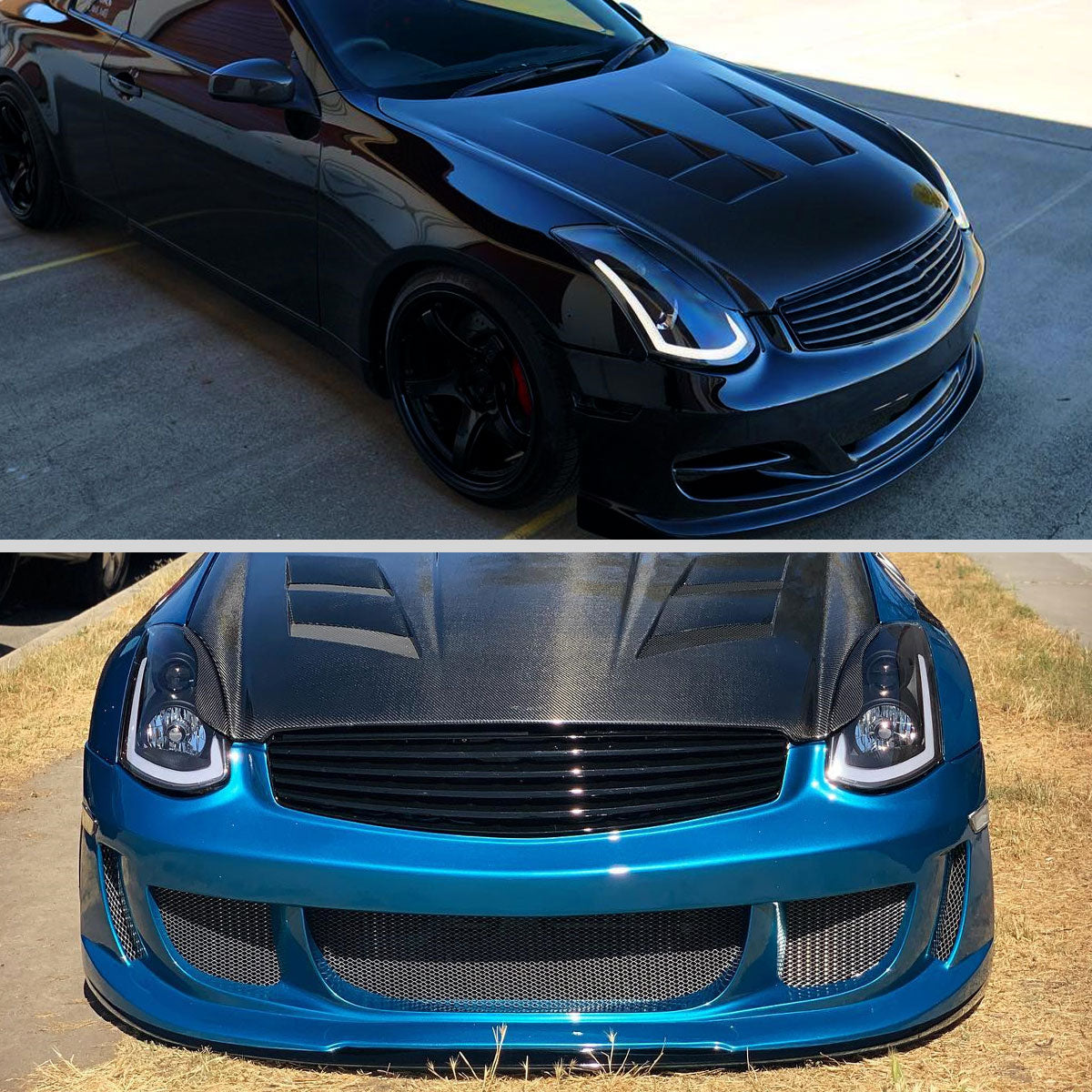 Ronnin - Fits 2003-2007 Infiniti G35 Coupe Upgraded Replacement LED Switchback Sequential Turn Signals Xenon HID Projector Headlights Assembly Pair | Black