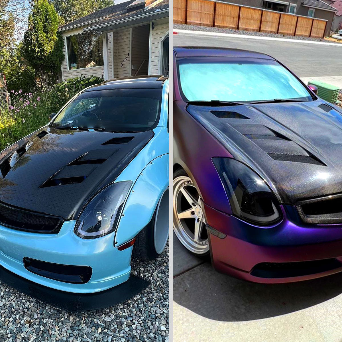 Ronnin - Fits 2003-2007 Infiniti G35 Coupe LED Switchback Sequential Turn Signals Xenon HID Projector Headlights Assembly Pair | Black Smoke