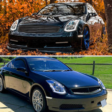 Ronnin - Fits 2003-2007 Infiniti G35 Coupe Upgraded Replacement LED Switchback Sequential Turn Signals Xenon HID Projector Headlights Assembly Pair | Chrome