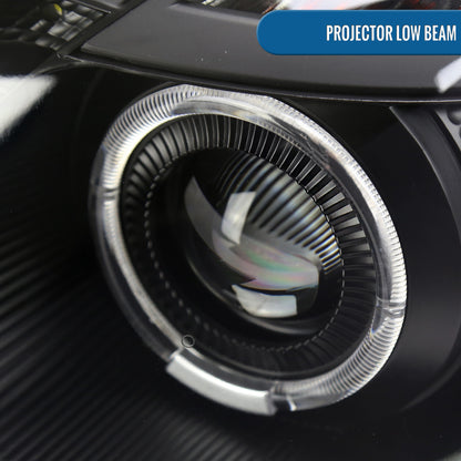 Ronnin - Fits 1998-2005 Lexus GS300 GS400 GS430 Upgraded Replacement Halogen Projector Headlights LED Dual Halo Rims Running Lights Assembly Pair | Black