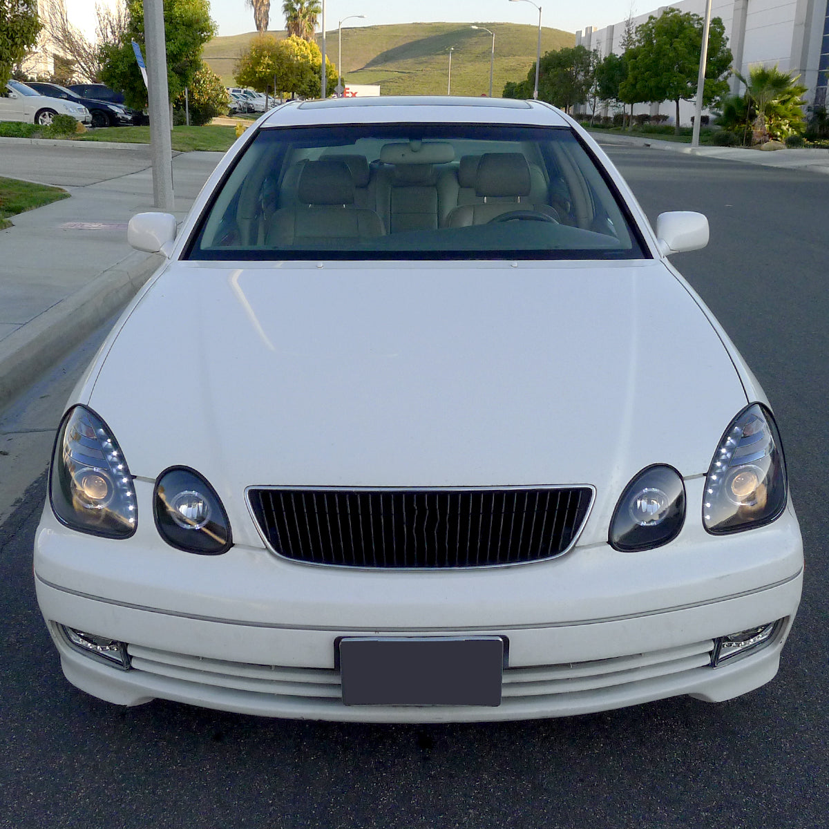 Ronnin - Fits 1998-2005 Lexus GS300 GS400 GS430 Upgraded Replacement Halogen Projector Headlights LED Dual Halo Rims Running Lights Assembly Pair | Black