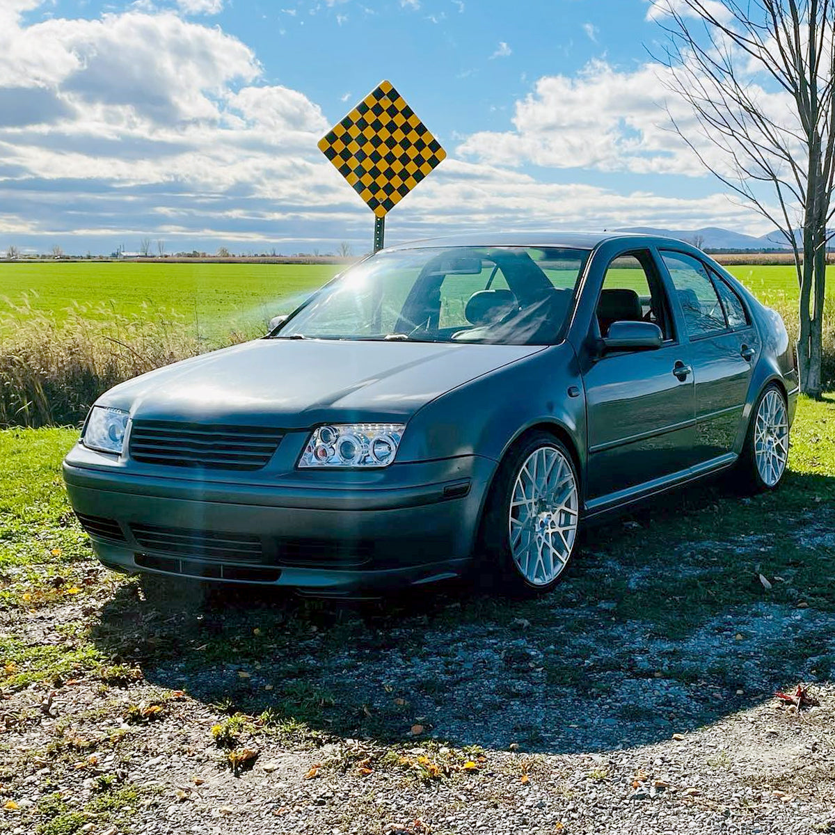 Ronnin - Fits 1999-2005 VW Jetta Bora Mk4 Upgraded Replacement Projector Headlights + Fog Lamps LED Dual Halo Rims Running Lights Assembly Pair | Chrome