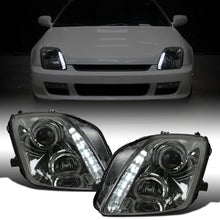 Ronnin - Fits 1997-2001 Honda Prelude Upgraded Replacement Projector Headlights LED Running Lights Assembly Pair | Smoke