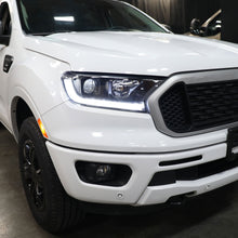 Ronnin - Fits 2019-2023 Ford Ranger XL XLT Pickup Truck Halogen Projector Headlights LED Switchback Sequential Signal + Animated Startup Effect Parking Assembly Pair | Black