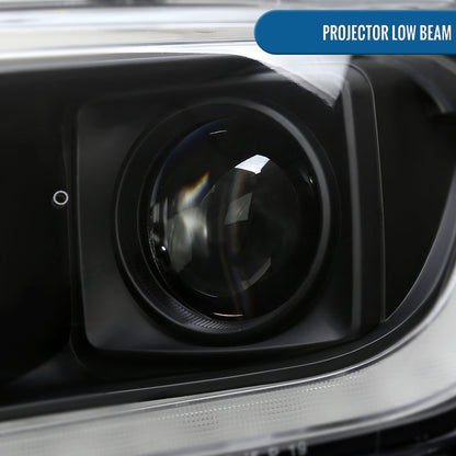 Ronnin - Fits 2019-2023 Ford Ranger XL XLT Pickup Truck Halogen Projector Headlights LED Switchback Sequential Signal + Animated Startup Effect Parking Assembly Pair | Black