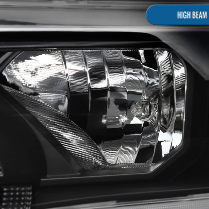 Ronnin - Fits 2019-2023 Ford Ranger XL XLT Pickup Truck Halogen Projector Headlights LED Switchback Sequential Signal + Animated Startup Effect Parking Assembly Pair | Black