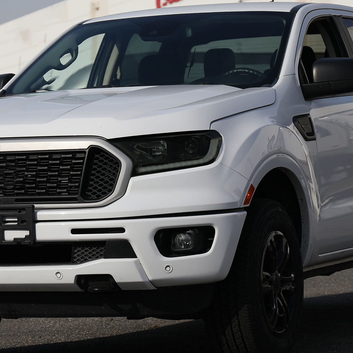 Ronnin - Fits 2019-2023 Ford Ranger XL XLT Pickup Truck Halogen Projector Headlights LED Switchback Sequential Signal + Animated Startup Effect Parking Assembly Pair | Black Smoke