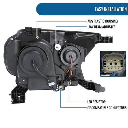 Ronnin - Fits 2019-2023 Ford Ranger XL XLT Pickup Truck Halogen Projector Headlights LED Switchback Sequential Signal + Animated Startup Effect Parking Assembly Pair | Chrome
