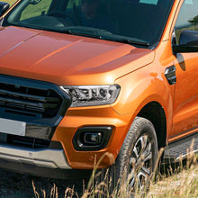 Ronnin - Fits 2019-2023 Ford Ranger XL XLT Pickup Truck Halogen Projector Headlights LED Switchback Sequential Signal + Animated Startup Effect Parking Assembly Pair | Chrome