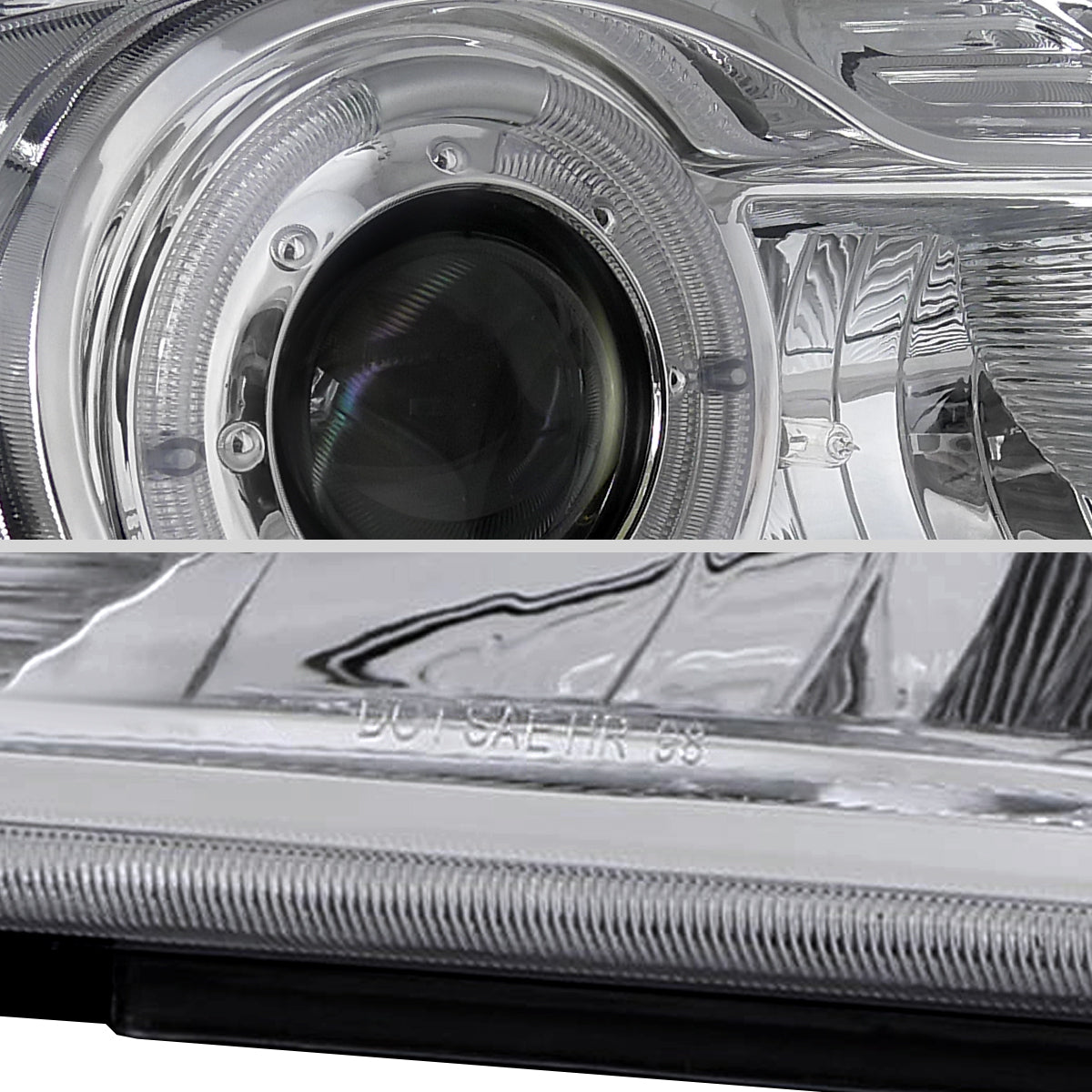 Ronnin - Fits 1998-2000 Ford Ranger LED Halo Rims Projector Headlights Head Lamps Replacement Pair | Chrome