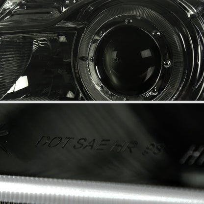 Ronnin - Fits 1998-2000 Ford Ranger LED Halo Rims Projector Headlights Head Lamps Replacement Pair | Smoke