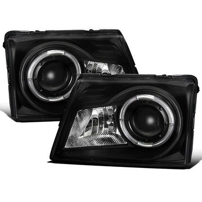 Ronnin - Fits 1998-2000 Ford Ranger LED Halo Rims Projector Headlights Head Lamps Replacement Pair | Black