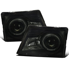 Ronnin - Fits 1998-2000 Ford Ranger LED Halo Rims Projector Headlights Head Lamps Replacement Pair | Black Smoke