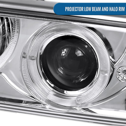 1998-2004 Chevy S10 Blazer  Replacement Projector Headlights Assembly Pair | Chrome