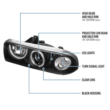 1998-2004 Chevy S10 Blazer  Replacement Projector Headlights Assembly Pair | Black