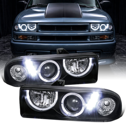 1998-2004 Chevy S10 Blazer  Replacement Projector Headlights Assembly Pair | Black