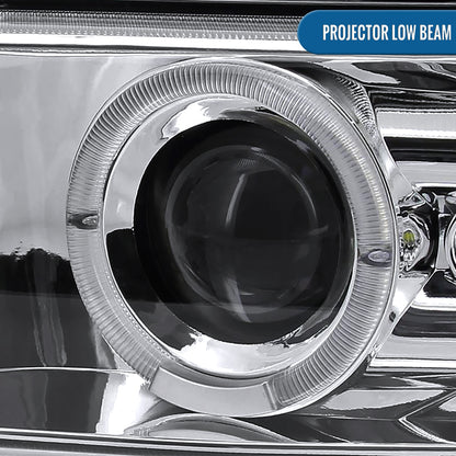 Ronnin - Fits 1999-2006 Silverado Suburban Tahoe Upgraded LED Dual Halo Rims Running Lights Projector Headlights Assembly Pair | Chrome