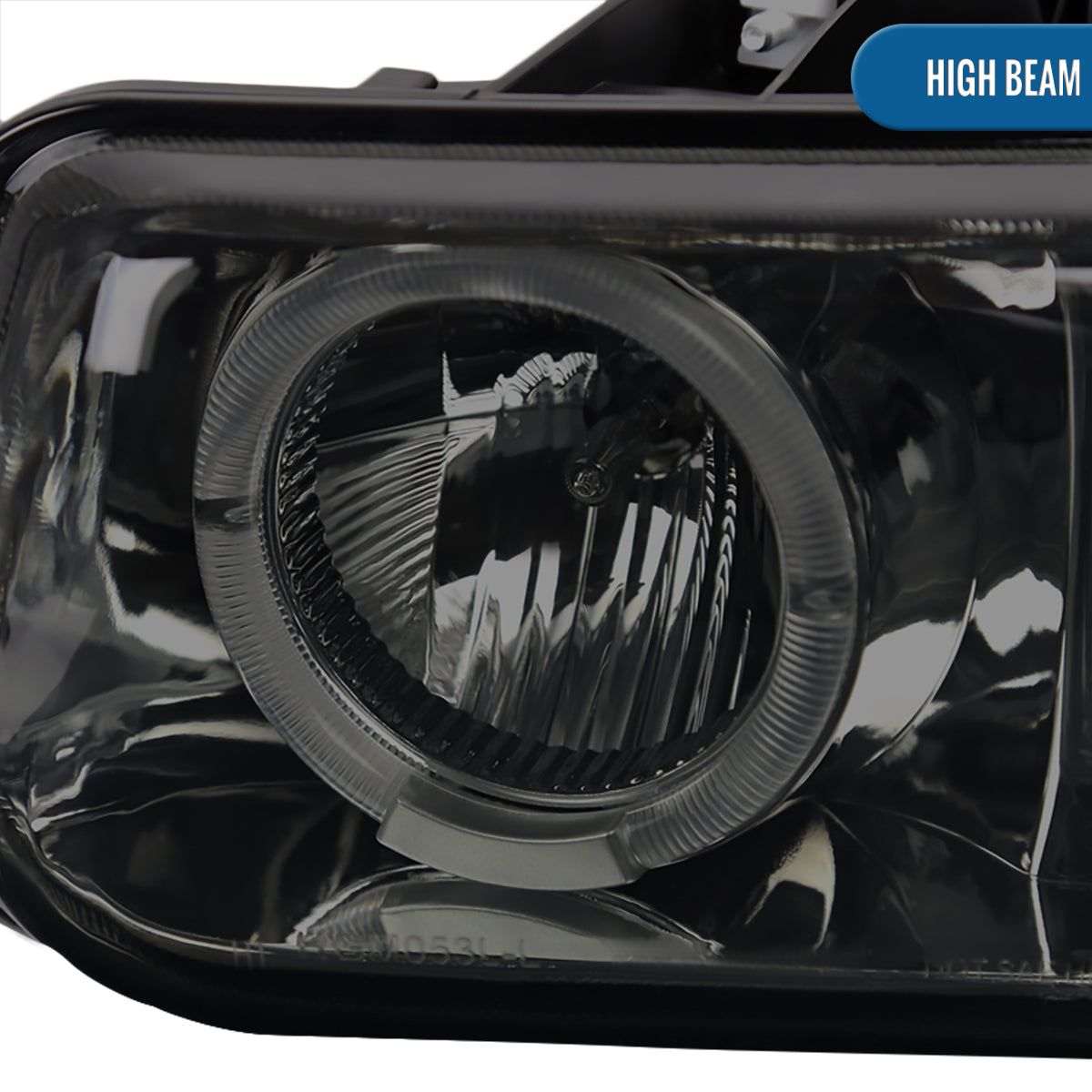 Ronnin - Fits 1999-2006 Silverado Suburban Tahoe Upgraded LED Dual Halo Rims Running Lights Projector Headlights Assembly Pair | Smoke