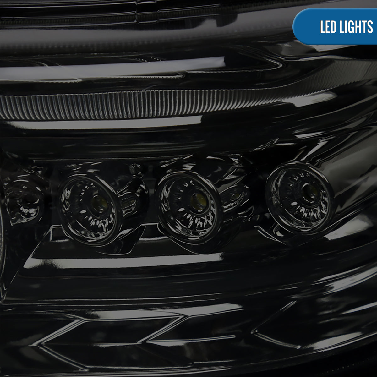 Ronnin - Fits 1999-2006 Silverado Suburban Tahoe Upgraded LED Dual Halo Rims Running Lights Projector Headlights Assembly Pair | Smoke