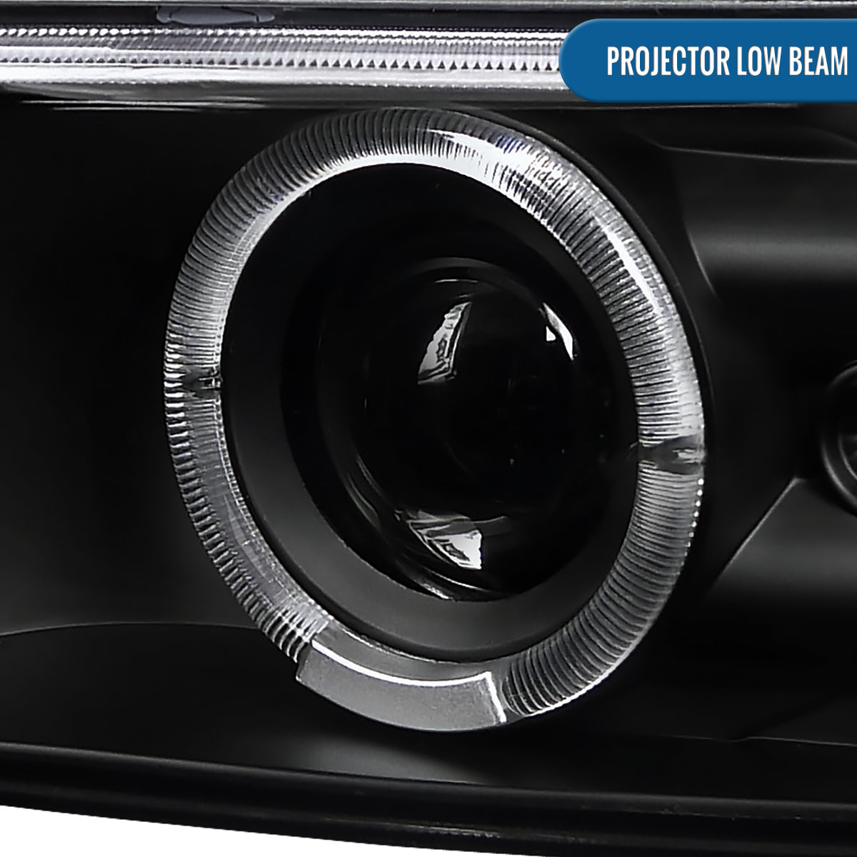 Ronnin - Fits 1999-2006 Silverado Suburban Tahoe Upgraded LED Dual Halo Rims Running Lights Projector Headlights Assembly Pair | Black