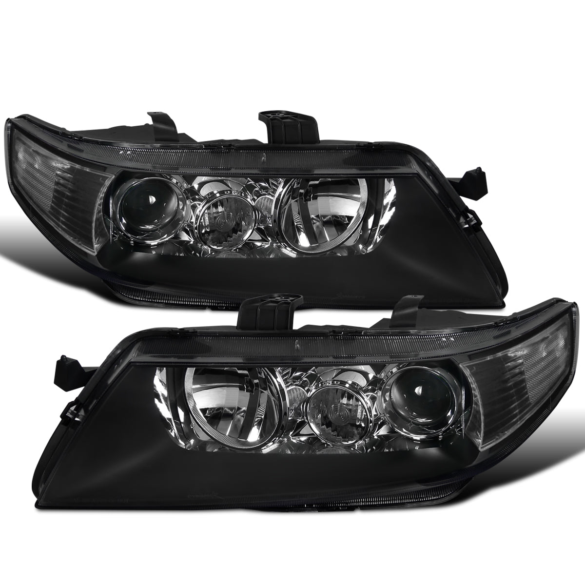 Ronnin - Fits 2004-2005 Acura TSX JDM Black Factory Xenon HID Projector Headlights Assembly Pair | Black