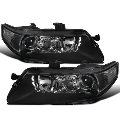 Ronnin - Fits 2004-2005 Acura TSX JDM Black Factory Xenon HID Projector Headlights Assembly Pair | Black