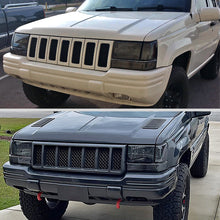 Ronnin - Fits 1993-1996 Jeep Grand Cherokee Factory Replacement Bumper Turn Signals Lights + Corner Parking Lamps Assembly Pair | Smoke