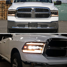 Ronnin - Fits 2009-2018 Ram 1500 2500 3500 Upgraded Amber Running Lights Full LED Triple Projector Headlights Switchback Sequential Signal + Animated Startup Effect Pair | Black
