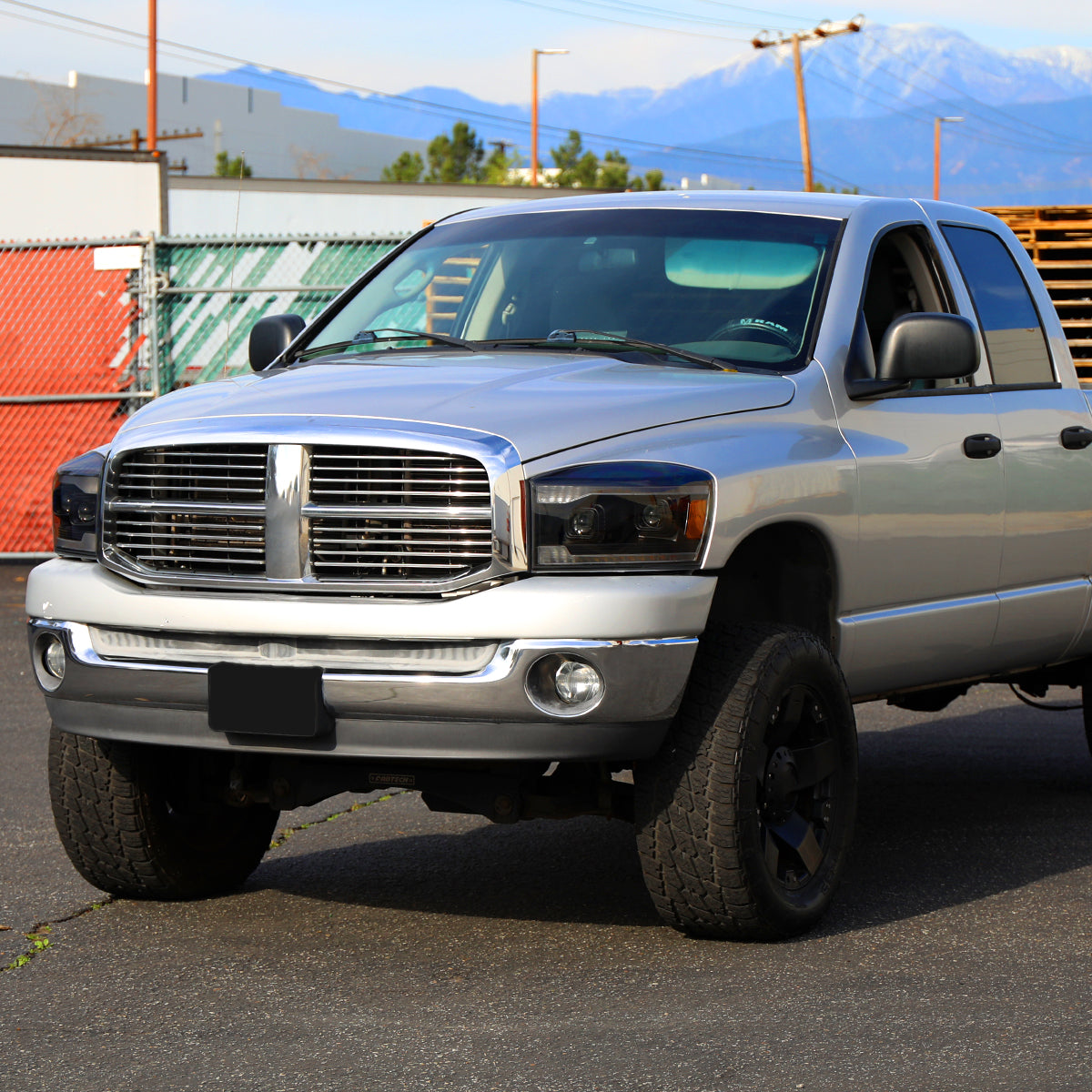 Ronnin - Fits 2006-2009 Dodge Ram 1500 2500 3500 LED Amber DRL Switchback Sequential Turn Signals + Animated Startup Dual Projector Headlights Assembly Pair | Black Smoke