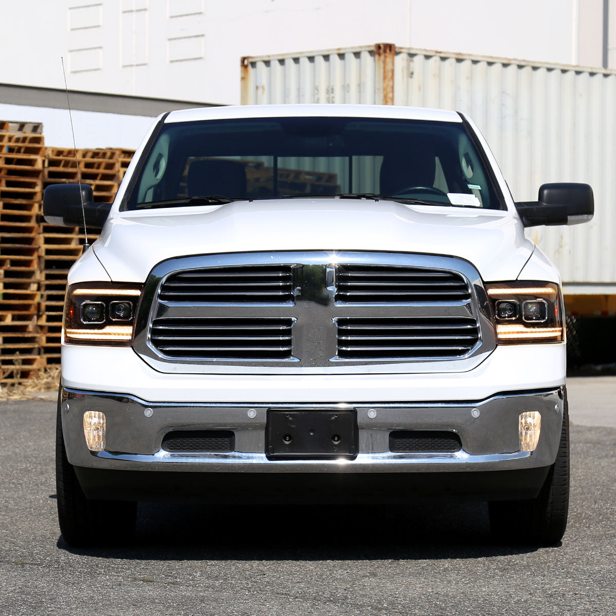 Ronnin - Fits 2009-2018 Ram 1500 2500 3500 2019-2024 Ram 1500 Classic Amber DRL Halogen Dual Projector Headlights LED Switchback Sequential Signal + Animated Startup Effect Assembly Pair | Black