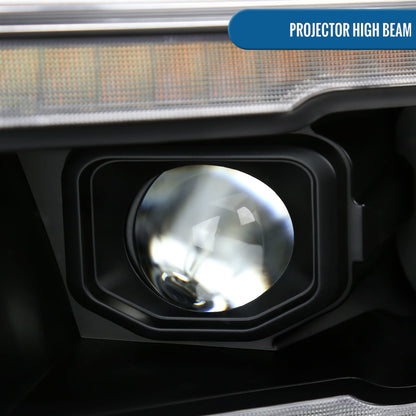 Ronnin - Fits 2019-2024 Ram 1500 Amber DRL Halogen Dual Projector Headlights LED Switchback Sequential Signal + Animated Startup Effect Assembly Pair | Black