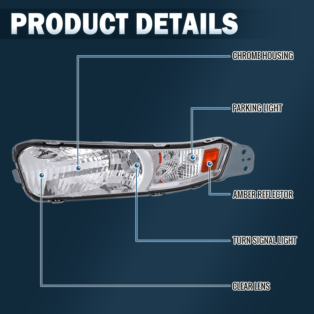 Ronnin - Compatible con Ford Mustang 2005-2009, par de luces direccionales delanteras de repuesto para parachoques | Claras