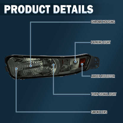 Ronnin - Compatible con Ford Mustang 2005-2009, par de luces de intermitente delanteras de repuesto | Ahumado