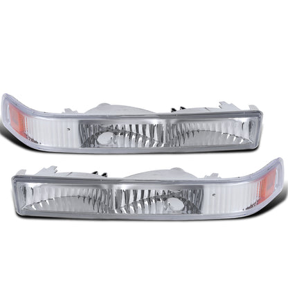 Ronnin - Fits 1998-2004 Chevy GMC Sonoma S10 Pickup 1998-2005 Blazer Factory Replacement Front Bumper Lights Assembly Pair | Chrome