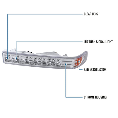 Ronnin - Compatible con Chevy GMC Sonoma S10 Pickup 1998-2004, Blazer 1998-2005, luces LED de parachoques de repuesto mejoradas, par | Cromo