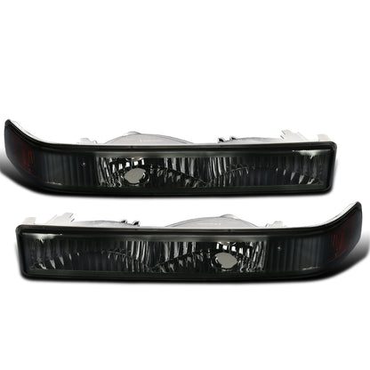 Ronnin - Fits 1998-2004 Chevy GMC Sonoma S10 Pickup 1998-2005 Blazer Factory Replacement Front Bumper Lights Assembly Pair | Smoke