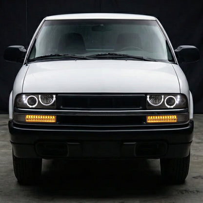 Ronnin - Se adapta a Chevy GMC Sonoma S10 Pickup 1998-2004 Blazer 1998-2005 Par de luces LED de parachoques de repuesto mejoradas | Ahumado
