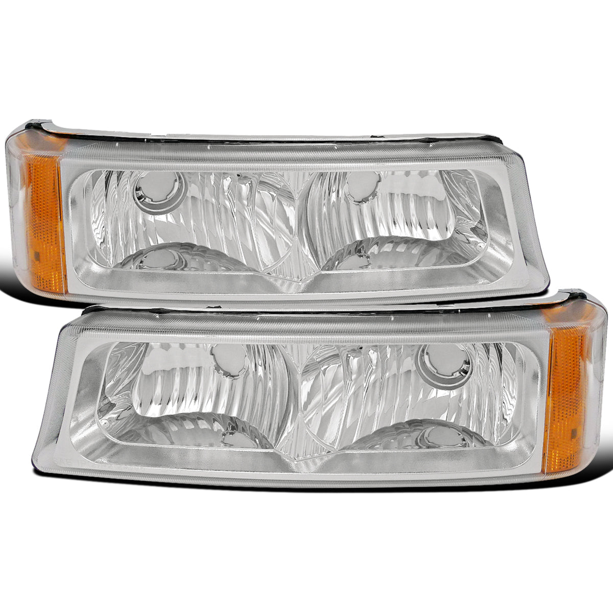 Ronnin - Compatible con Chevy Silverado/Avalanche 2003-2006 | Par de luces de estacionamiento con direccionales para defensa de repuesto | Cromado
