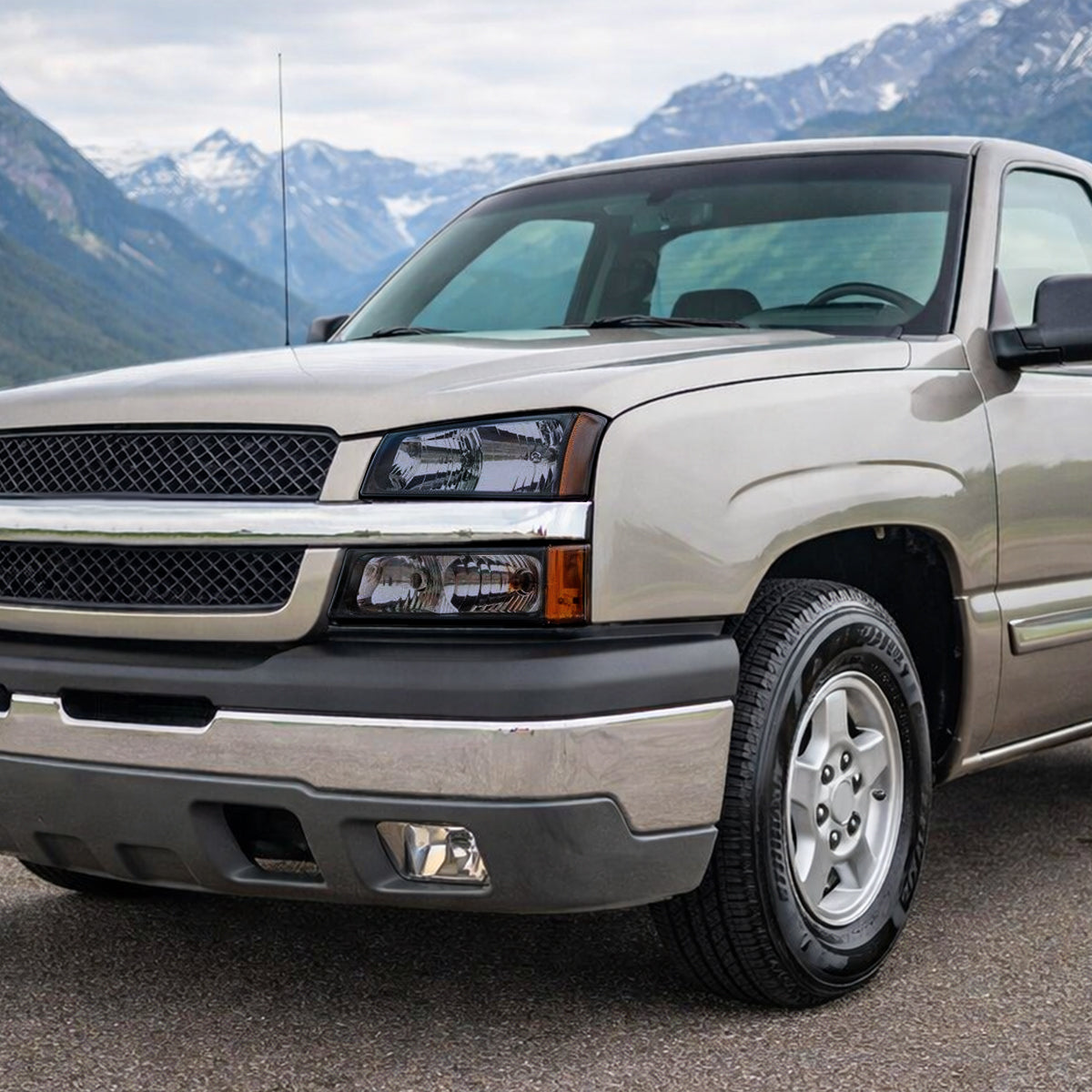 Ronnin - Compatible con Chevy Silverado/Avalanche 2003-2006 Par de luces direccionales de estacionamiento para parachoques de repuesto | Negro Ahumado