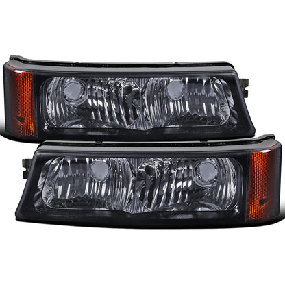 Ronnin - Compatible con Chevy Silverado/Avalanche 2003-2006 Par de luces direccionales de estacionamiento para parachoques de repuesto | Negro Ahumado
