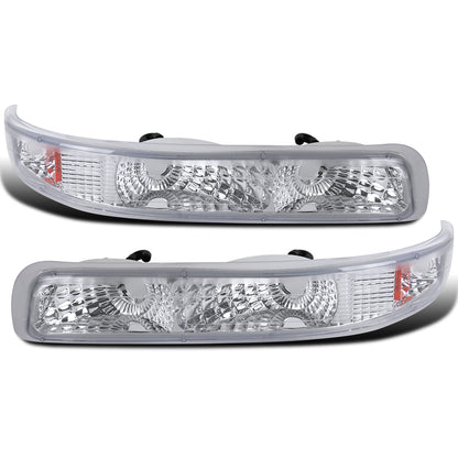 Ronnin - Fits 1999-2002 Chevy Silverado 2000-2006 Tahoe Suburban 1500 2500 Factory Replacement Bumper Turn Signal Lights Assembly Pair | Chrome